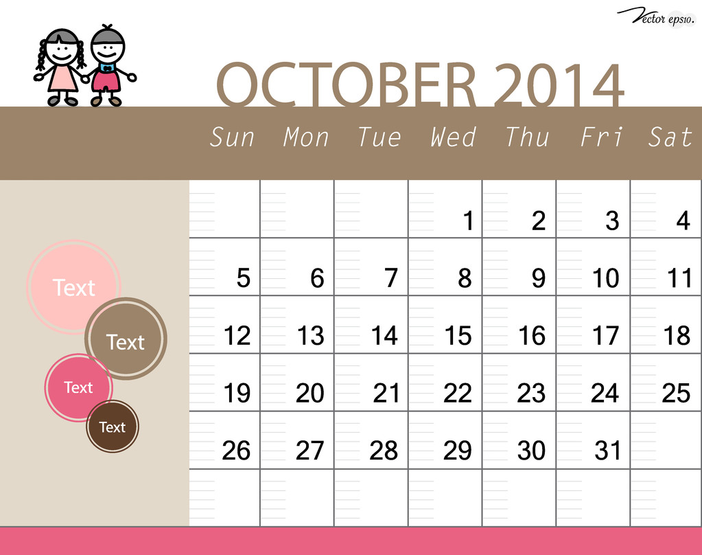 10月份的日历表(十月份的日历表)